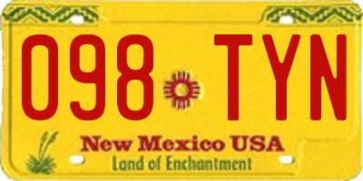 NM license plate 098TYN