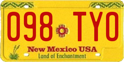 NM license plate 098TYO