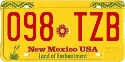 NM license plate 098TZB