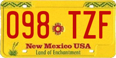 NM license plate 098TZF