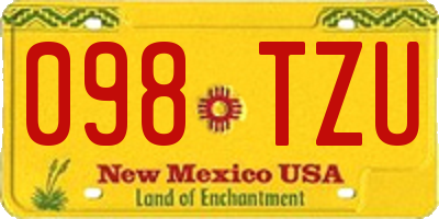 NM license plate 098TZU