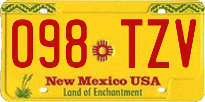 NM license plate 098TZV