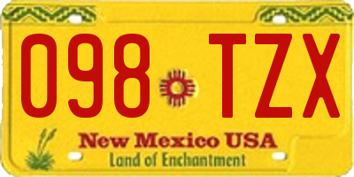 NM license plate 098TZX