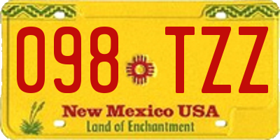 NM license plate 098TZZ