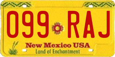 NM license plate 099RAJ