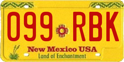 NM license plate 099RBK