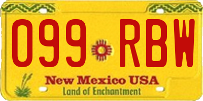 NM license plate 099RBW