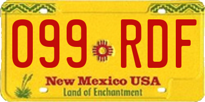 NM license plate 099RDF