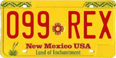 NM license plate 099REX