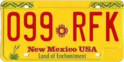 NM license plate 099RFK