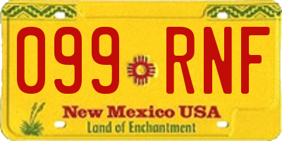 NM license plate 099RNF