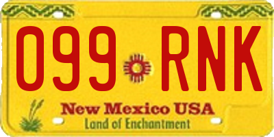 NM license plate 099RNK