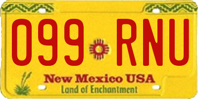 NM license plate 099RNU