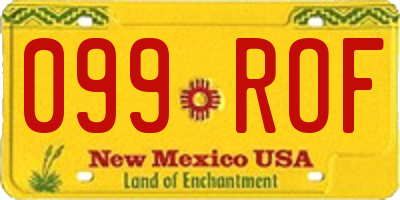 NM license plate 099ROF