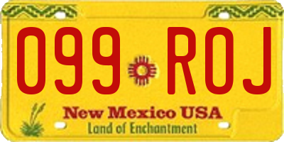 NM license plate 099ROJ