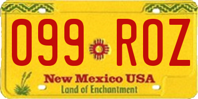 NM license plate 099ROZ