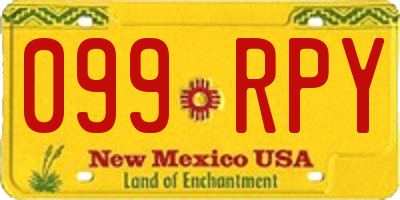 NM license plate 099RPY
