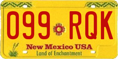 NM license plate 099RQK