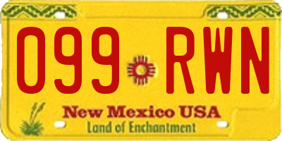 NM license plate 099RWN