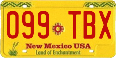 NM license plate 099TBX