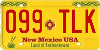 NM license plate 099TLK