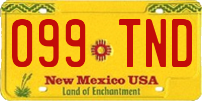 NM license plate 099TND