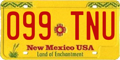 NM license plate 099TNU