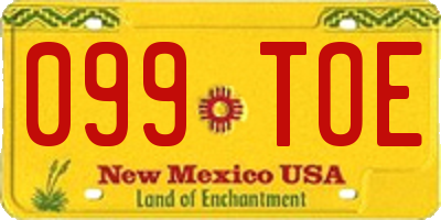 NM license plate 099TOE