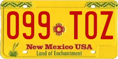 NM license plate 099TOZ