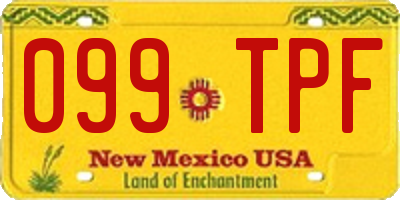 NM license plate 099TPF