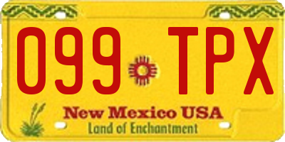 NM license plate 099TPX