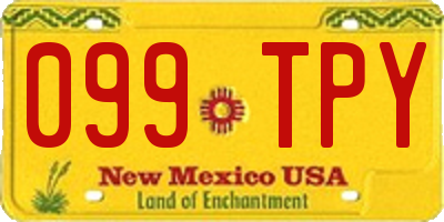NM license plate 099TPY