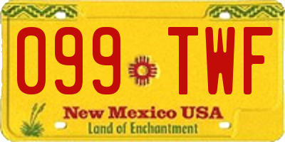NM license plate 099TWF