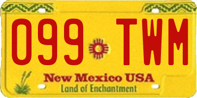 NM license plate 099TWM
