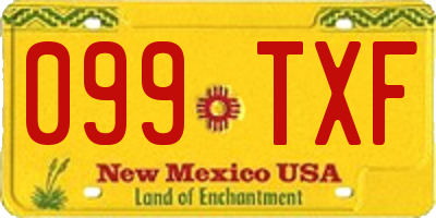 NM license plate 099TXF