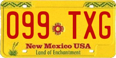 NM license plate 099TXG