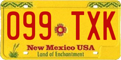 NM license plate 099TXK