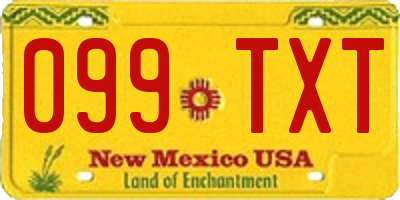 NM license plate 099TXT