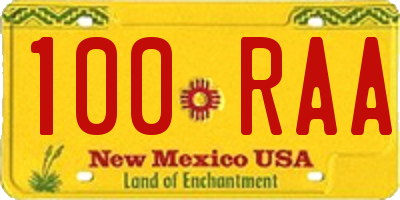 NM license plate 100RAA