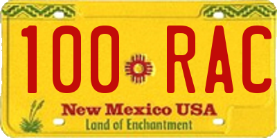 NM license plate 100RAC