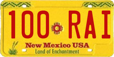 NM license plate 100RAI