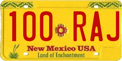 NM license plate 100RAJ