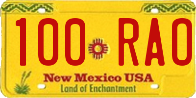 NM license plate 100RAO