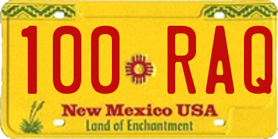 NM license plate 100RAQ