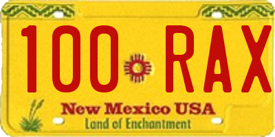 NM license plate 100RAX