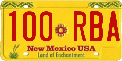 NM license plate 100RBA
