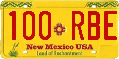 NM license plate 100RBE