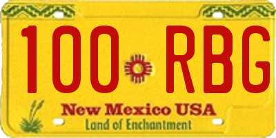NM license plate 100RBG