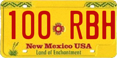 NM license plate 100RBH