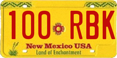 NM license plate 100RBK
